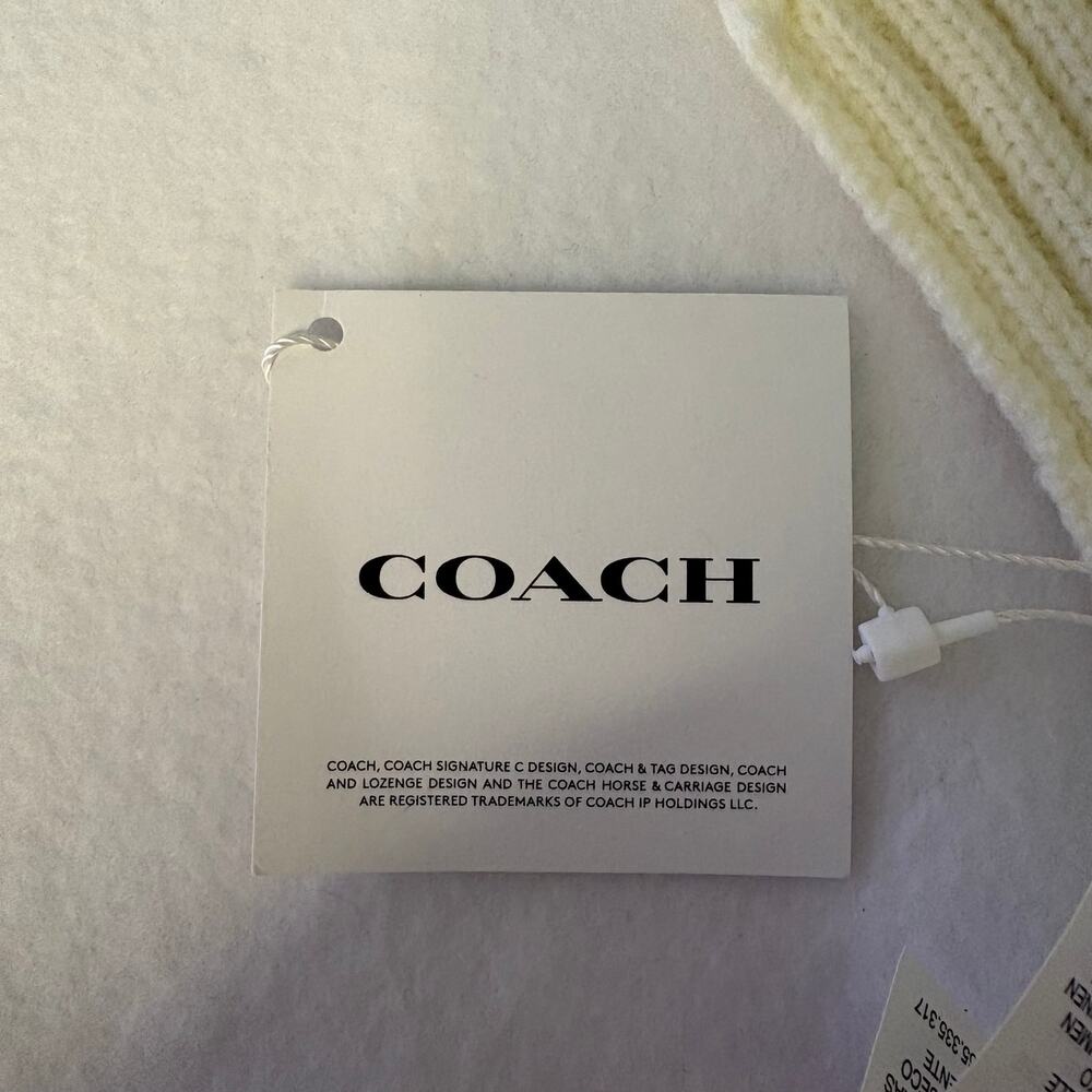 Coach Women's Woven Patch Knit Scarf Cream Ivory Color NWT - Picture 6 of 12